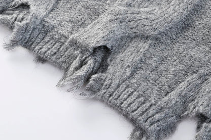 Ash Ember Frayed Knit Pullover