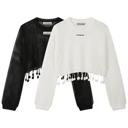 Summer Hollow Knit Hooded Sweater for Women
