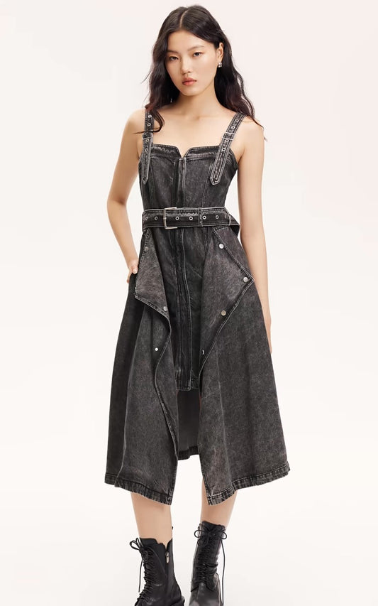 Square Neck Denim Slip Dress