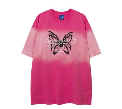 Butterfly Print Distressed T-Shirt