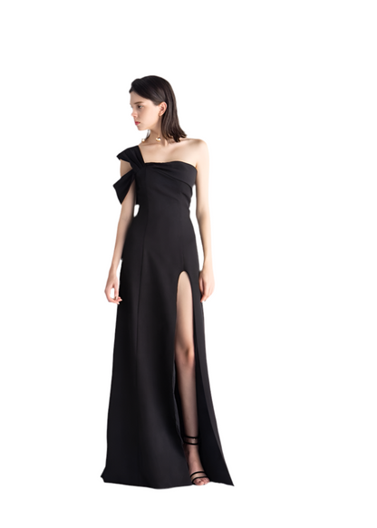 Elegant One-Shoulder Slit Maxi Dress