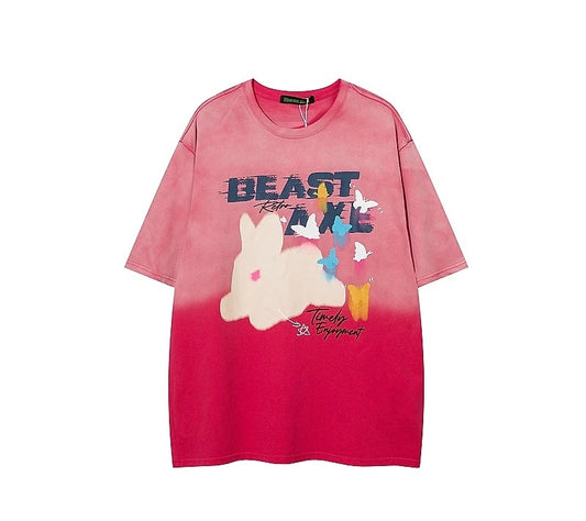 Oversized Retro Gradient Printed T Shirt