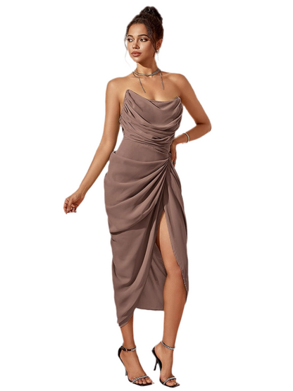 Twist Drape Strapless Cocktail Dress