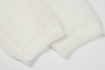 Summer Hollow Knit Hooded Sweater for Women
