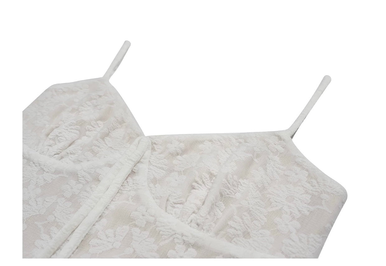 French Lace White Maxi Dress