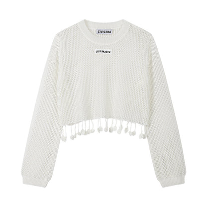 Summer Hollow Knit Hooded Sweater for Women