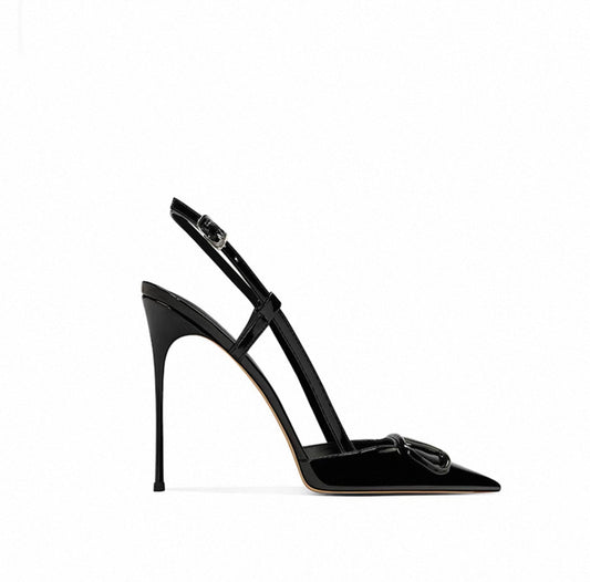 Glossy Buckle Strap Pointed Toe Heels