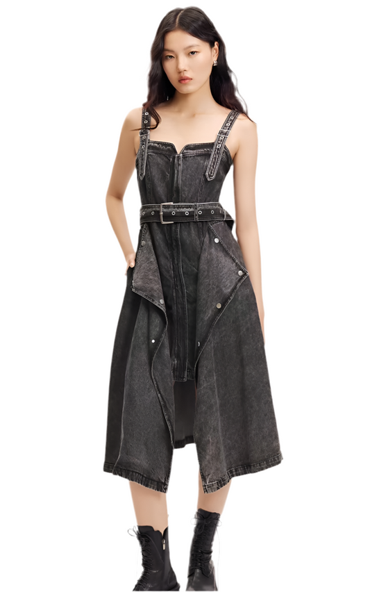 Square Neck Denim Slip Dress