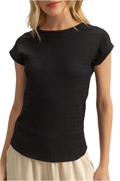 Round Neck Cap Sleeve Knit Top