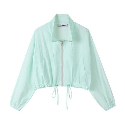 Lightweight Ruffled Drawstring Summer Jacket