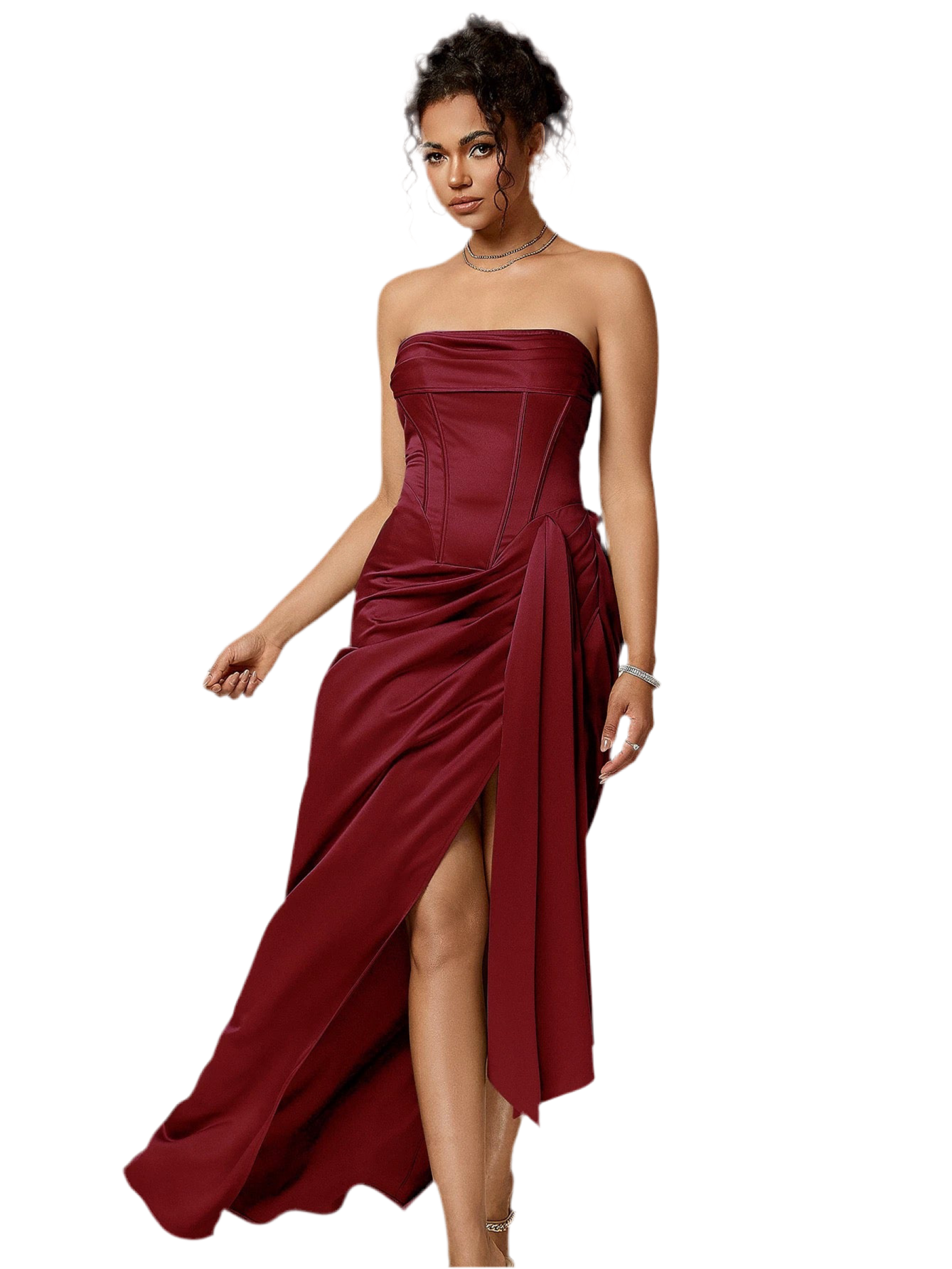 Satin Corset Party Maxi Dress