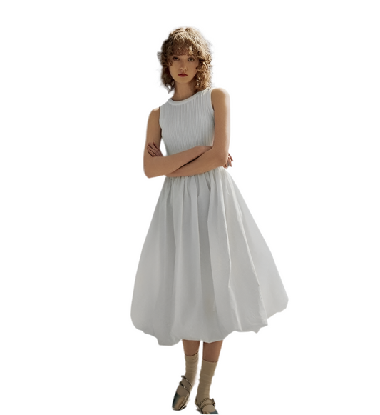 White Sleeveless Knit Maxi Dress