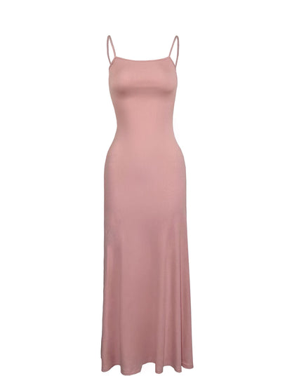 Solid Slim Spaghetti Strap Maxi Dress