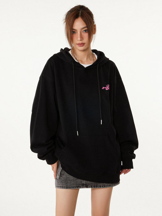 Velvet Shadow Neon Letter Hoodie