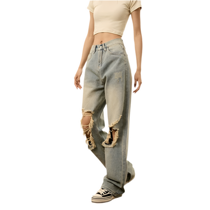 Nostalgia-Ripped High-Waist  Jeans