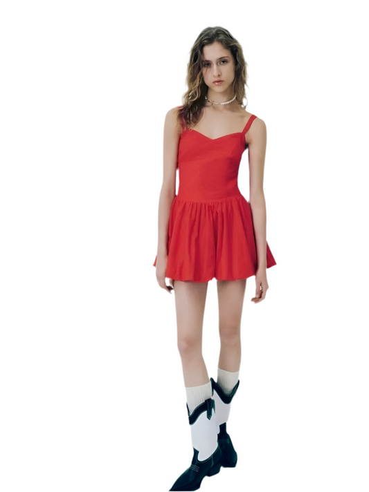 Vibrant Red A-Line Mini Dress