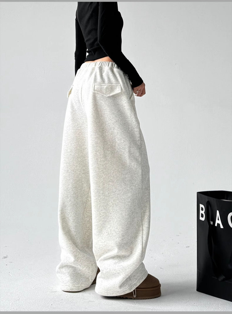 Women's High-Waisted Thickened Wide-Leg Velvet Sweatpants