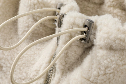 Cozy Drawstring Cropped Fleece Zip Jacket