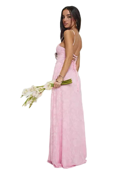 Enchanté Lace Backless Maxi Dress