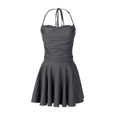 Charcoal Halter Skater A-line Dress
