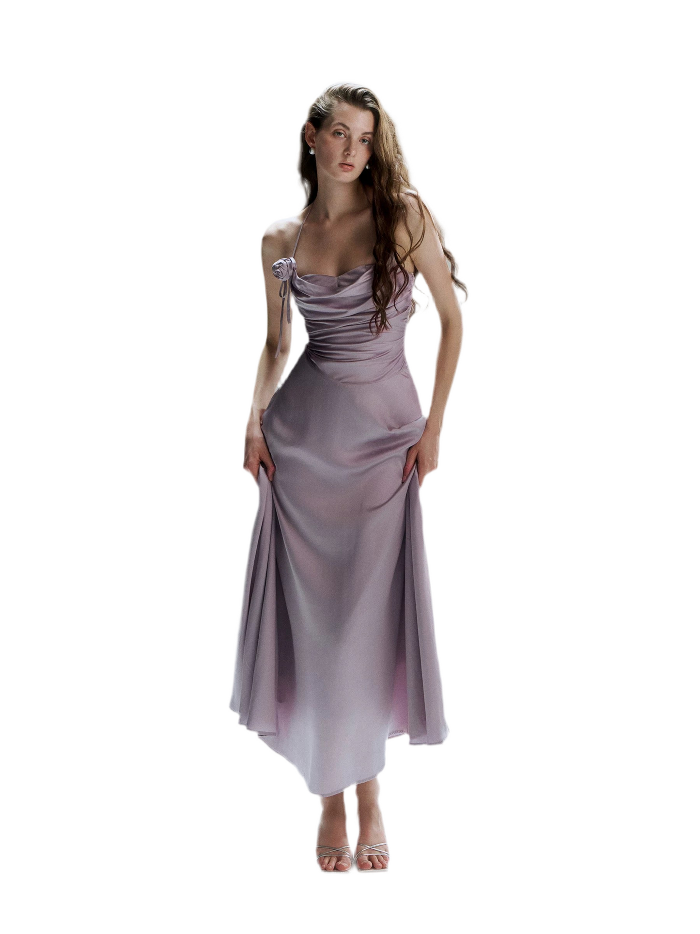 Twilight Bloom Satin Mini Dress