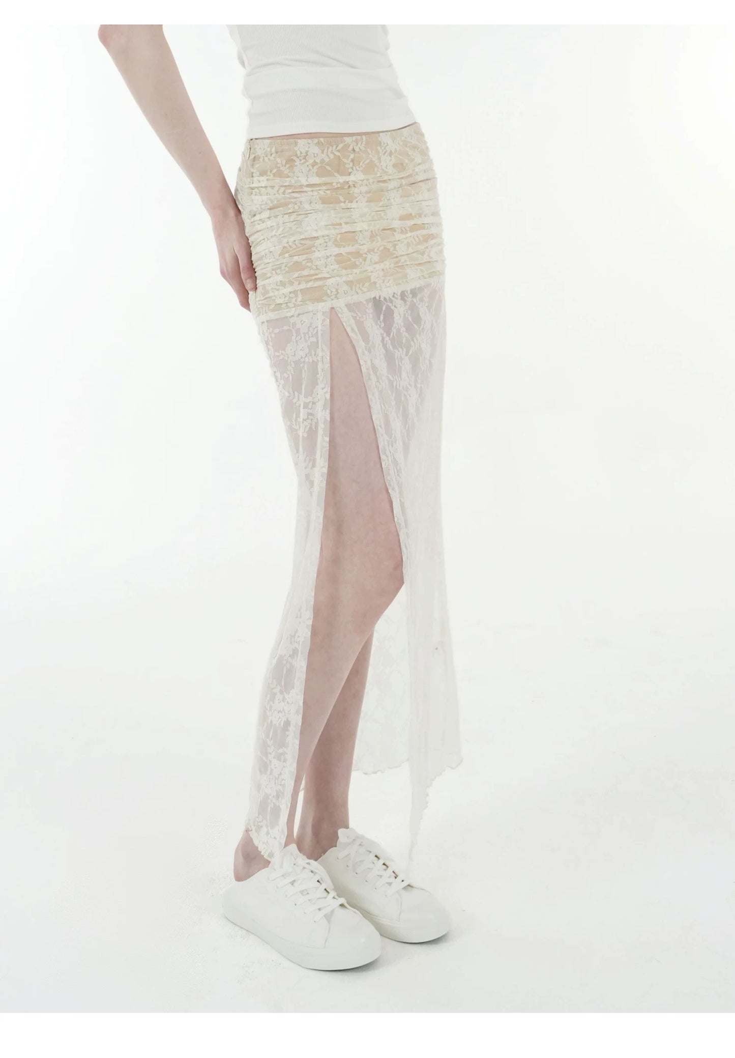 Lace Jacquard High Slit Set