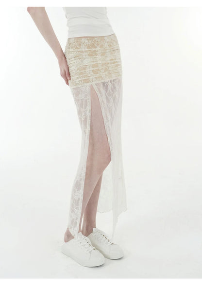 Lace Jacquard High Slit Set