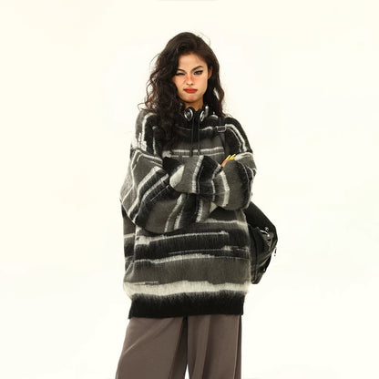 Cozy Striped Mohair Oversized Sweater