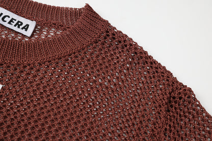 Summer Hollow Knit Hooded Sweater for Women