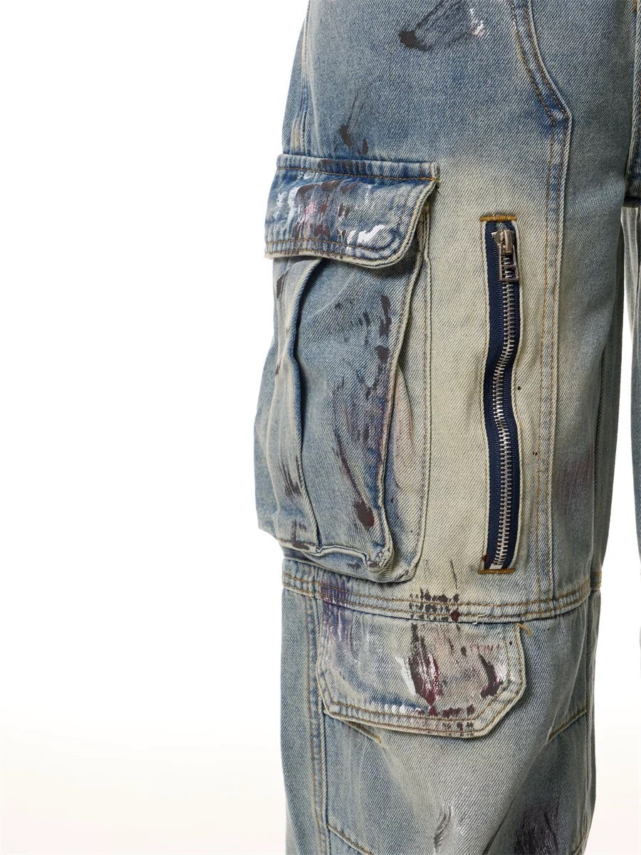 Vintage Graffiti Wide Leg Jeans