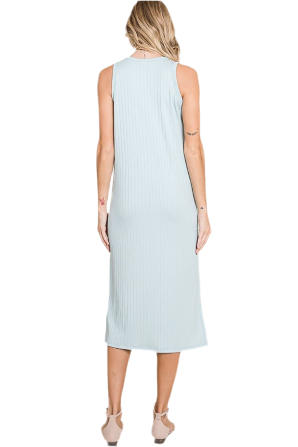 Ribbed Knit Sleeveless Midi Dress
