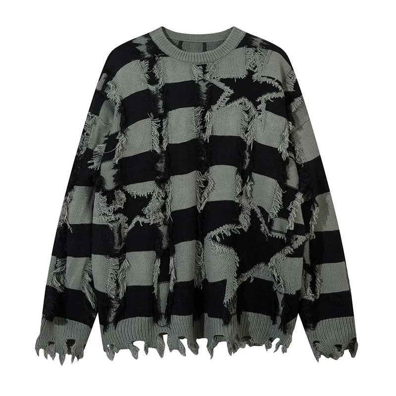 Grundge Stripe Knit Streetwear Sweater