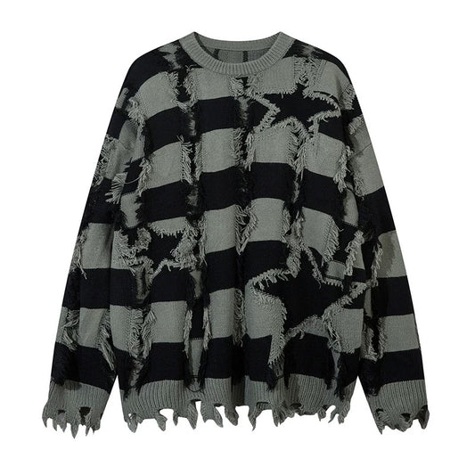 Grundge Stripe Knit Streetwear Sweater
