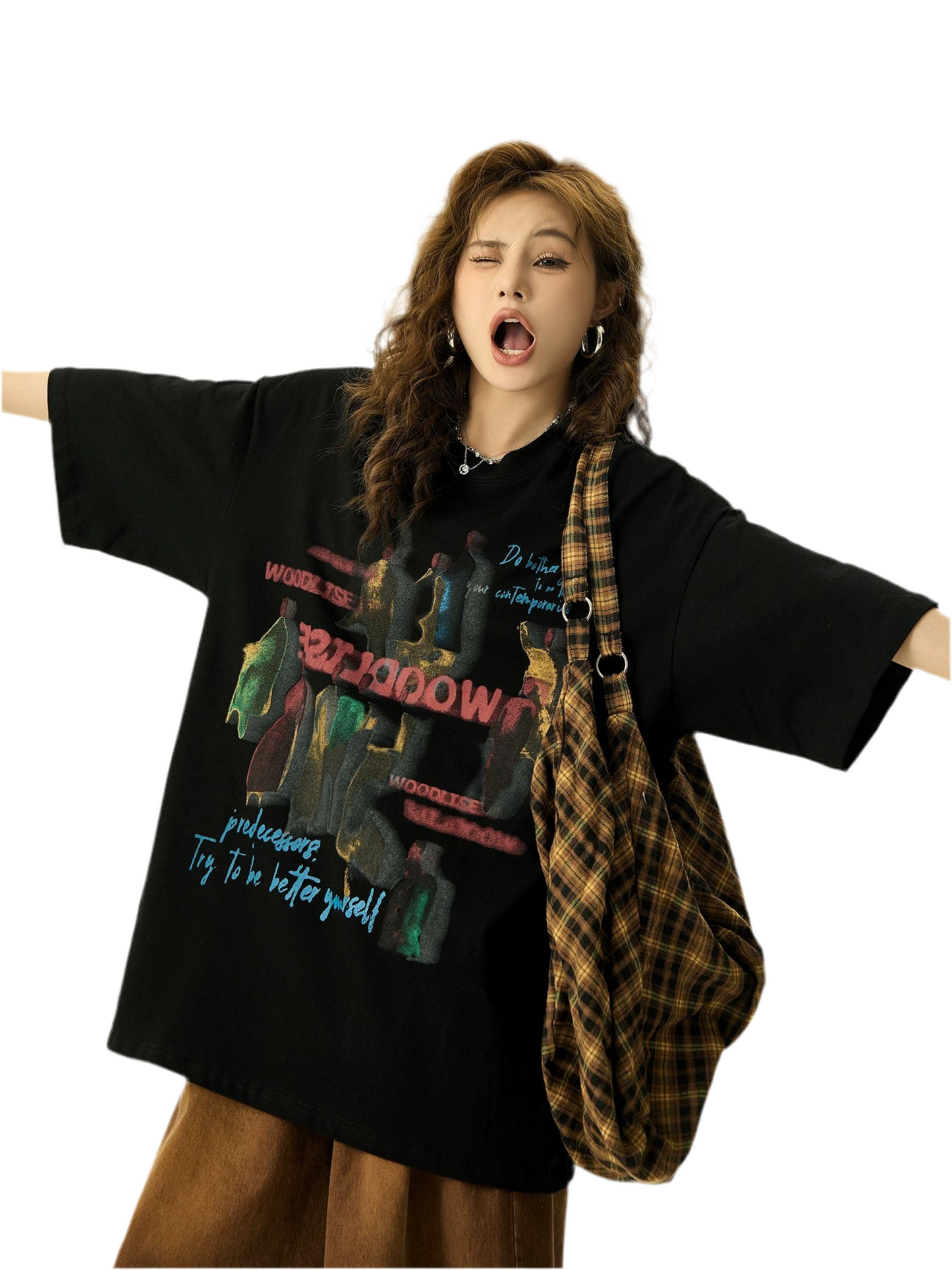 Playful Vintage Print Baggy T-Shirt