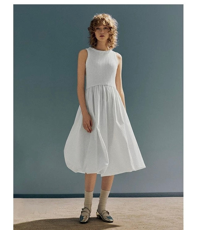 White Sleeveless Knit Maxi Dress