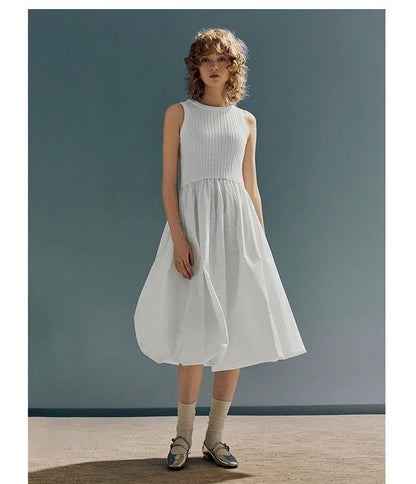 White Sleeveless Knit Maxi Dress