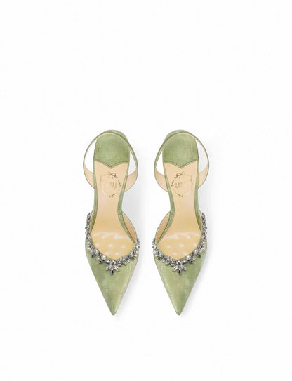 Elegant Crystal Satin Slingbacks