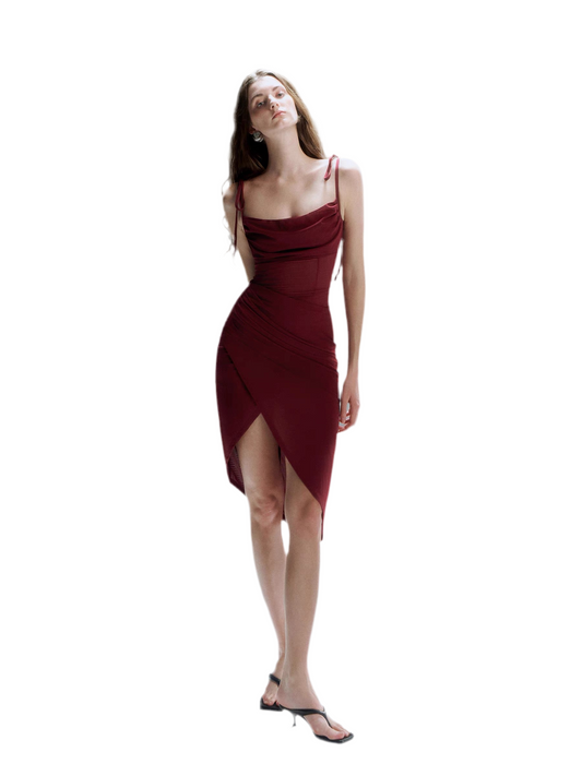 Ruched Bodycon Tie Strap Dress