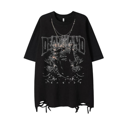 Hip Hop Graphic Tee with Necklace