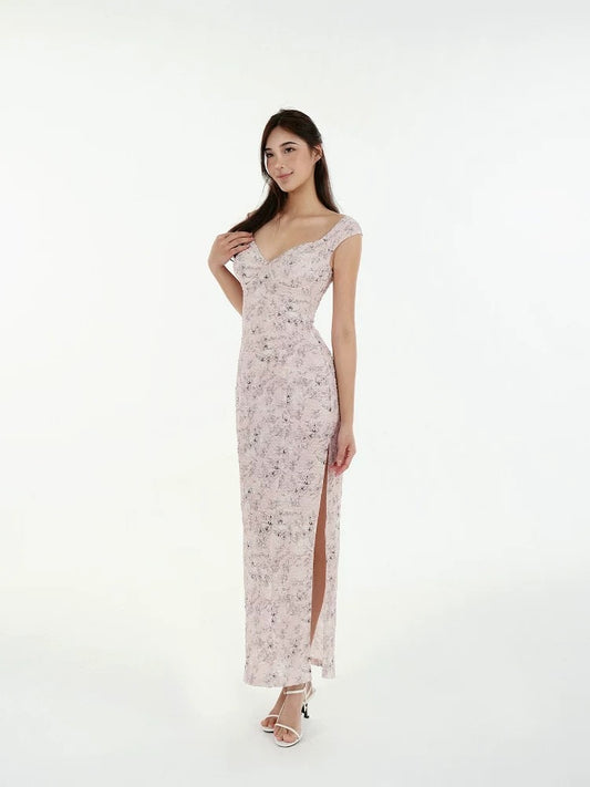 V-Neck Printed Maxi Dress
