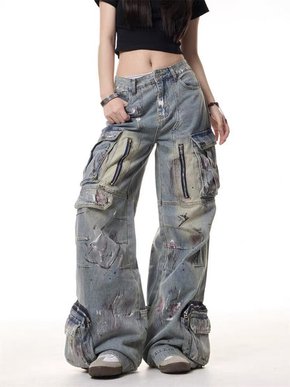 Vintage Graffiti Wide Leg Jeans