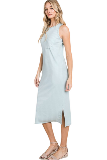Ribbed Knit Sleeveless Midi Dress