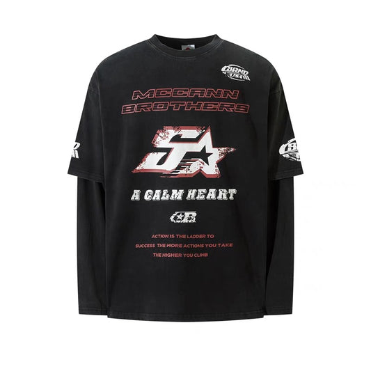 Distressed Casual Long Sleeve Tee