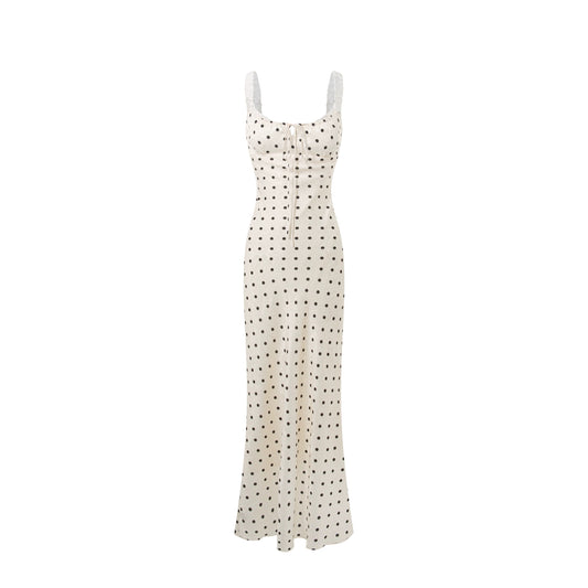 Sleeveless Polka Dot Bodycon Maxi Dress