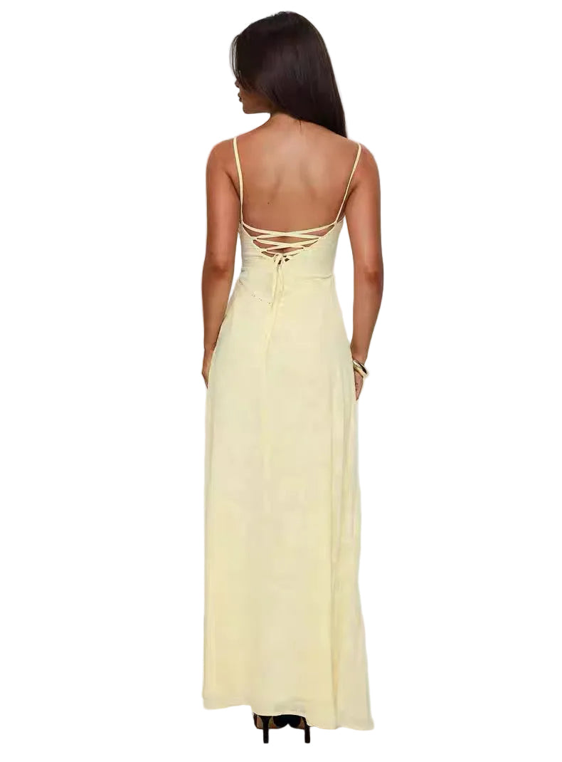 Enchanté Lace Backless Maxi Dress