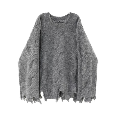 Ash Ember Frayed Knit Pullover