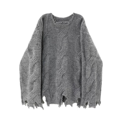 Ash Ember Frayed Knit Pullover