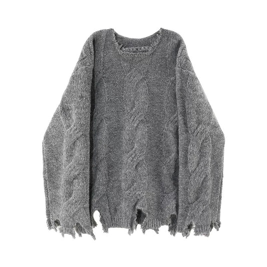 Ash Ember Frayed Knit Pullover