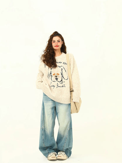 Cozy Puppy 3-D Loose Knit Sweater