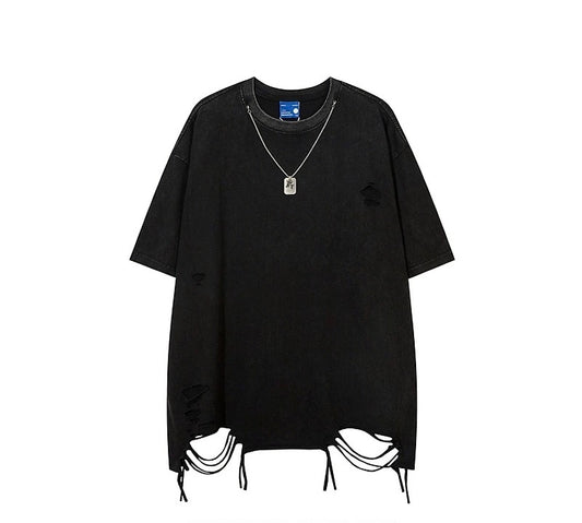 Vintage Ripped Tshirt with Necklace